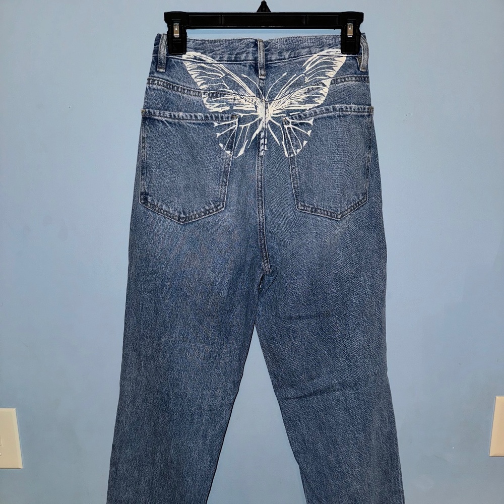 Pacsun Dad jeans Size 26 high waist straight baggy leg butterfly wings